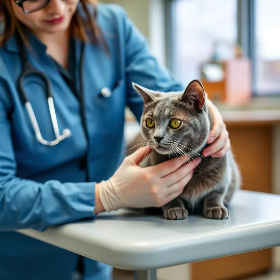 Gato sendo examinado pela veterinária
