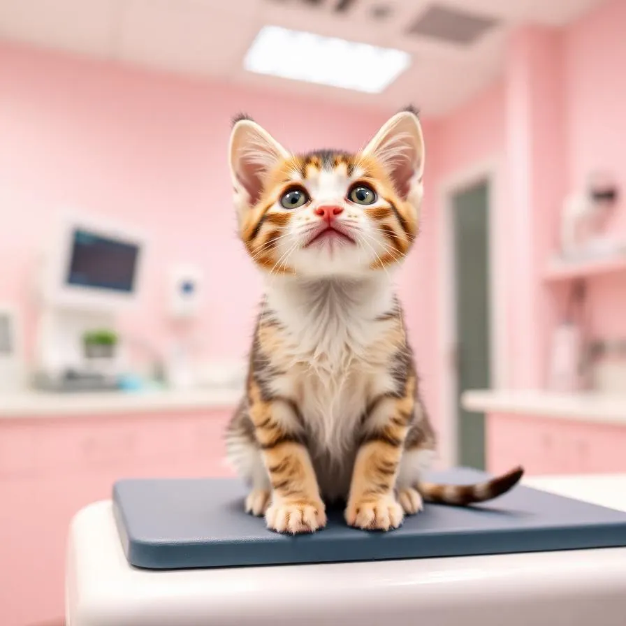 Filhote de gato na sala de exames